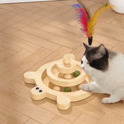 Jouet en Bois - SpinningCatToy™ - Grenouille - Chat Plaisir